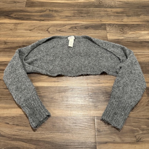 Free People Shrug Sweater Womens One Size Gray Wool Blend Knit Bolero Cropped - Picture 1 of 4